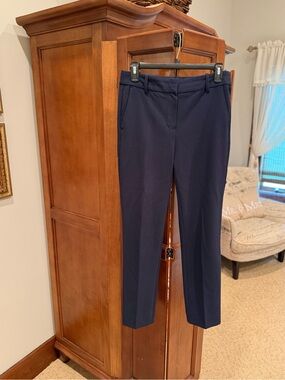 J. Crew Navy Tailored Straight-Leg Trousers